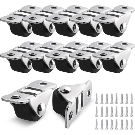 Lot de 12 Mini Roulette pour Meubles en Caoutchouc - Roulettes Fixe avec Plaque Acier, Silencieuses & Sans Traces (Ø1.2cm)- Idéal Tiroirs, Tables, Caisses Outils
