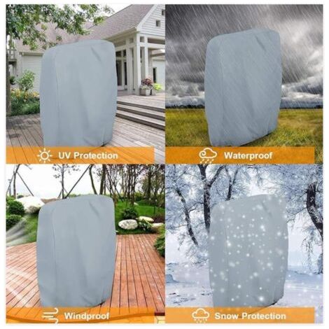 QORVA-Housse de chaise de jardin imperméable, 71 x 110 cm, tissu Oxford 210D gris, pour chaises pliantes, pour extérieur, balcon ou terrasse (1/2)