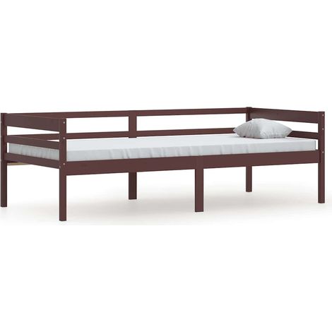 Maison Exclusive - Cadre de lit sans matelas marron foncé bois pin massif 90x200cm (1/5)