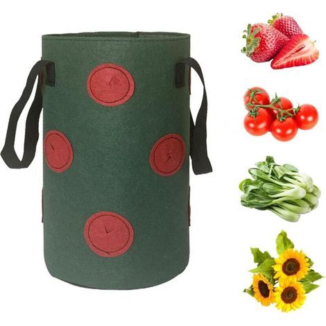 CSPARKV 12-Hole Strawberry Growing Bag, Strawberry Growing Bag, Garden Hanging Strawberry Flower Pot, Multifunctional Vegetable And Flower Strawberry Plant Growing Bag, Garden Strawberry Vertical Flow (1/4)