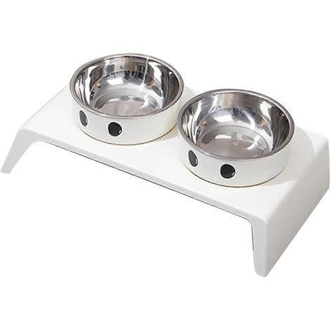 Erhöhte Futter- und Wassernäpfe für Hunde und Katzen mit doppelter Edelstahlhalterung. (1/5)