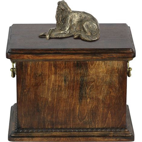 Urne funéraire pour chien (Borzoi I), ornée d'une statuette, élégante urne de style classique par Art-Dog. (1/5)