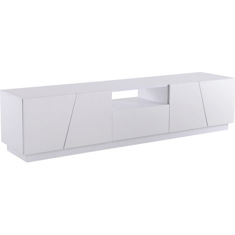 Meuble TV moderne 170 cm en MDF blanc avec design patchwork diagonal (1/5)