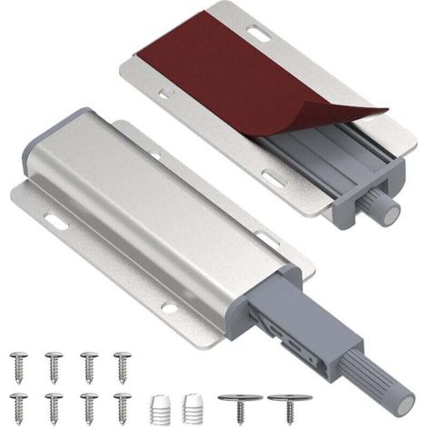 Verrous magnétiques pour portes de placard avec bouton-poussoir, lot de 6, robustes, avec fermeture invisible. Convient aux portes de placard, tiroirs, armoires et portes de cuisine.-Crezuo