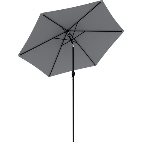 Runder 2 m großer Sonnenschirm für den Außenbereich, 30° neigbar mit Kurbel, robuste Aluminiumstange, 180 g/m² UV-beständiges Gewebe, dunkelgrau, langlebiger Sonnenschutz.
