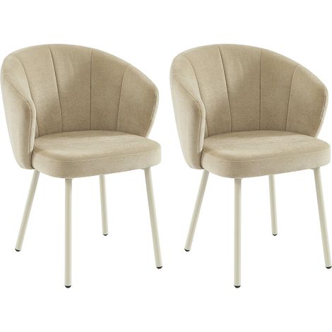 Sedia in tessuto e metallo bianco - Beige - Lotto di 2 - TANURY (1/5)