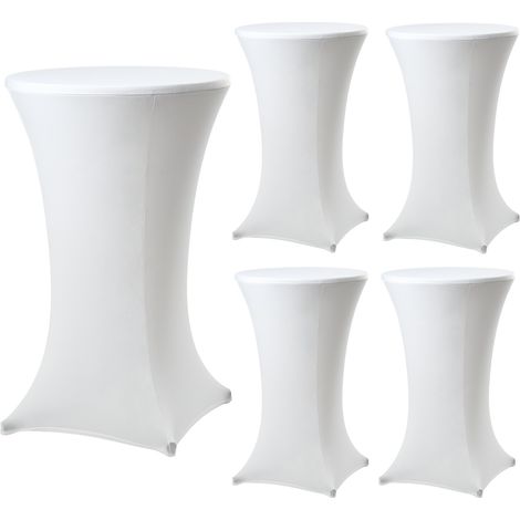 5er Set Stehtischhusse 60 cm weiß Tischdecke Husse Partytisch Bistrotisch Decke (1/5)