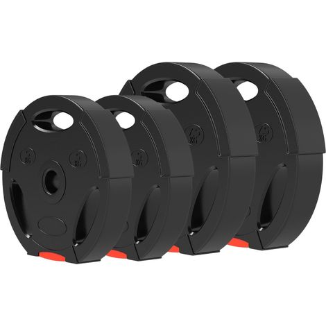 Juego de 4 mancuernas, 2 pesas de 5 kg/7,5 kg, juego de discos de pesas, discos de pesas para barra de pesas de 2,5 cm, diámetro de 30 mm de diámetro, negro