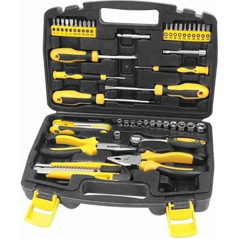 Fieldmann Ergonomischer Werkzeugkoffer Gelb und Schwarz 51 Teile (1/2)