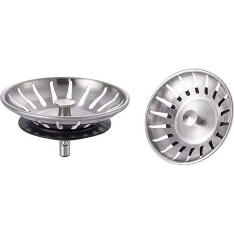 2 Pièces Bouchon Evier Cuisine Inox - Filtre Evier Cuisine Universel (Dia: 78MM), Bonde Evier avec 18 Fentes, Grille Evier Cuisine Antiblocage, Panier pour Evier Inox Vidange Rapide (1/4)