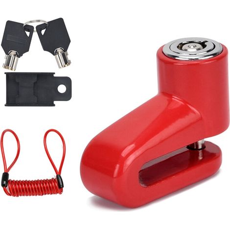 1 antivol de moto, frein à disque, alliage d'aluminium, 5,5 cm x 4,3 cm, cordelette 120 cm, pour scooter électrique et vélo (1/5)