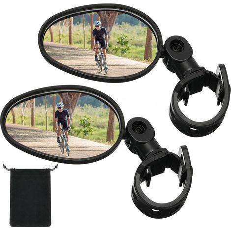 2 rétroviseurs de vélo. réglables à 360°. pivotants. pour guidon. avec miroir convexe. pour VTT.