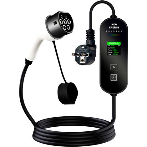 Chargeur EV, chargeur de véhicule électrique portable 16 A 3,5 kW avec écran LED, contrôle intelligent de la température, équipement de charge antivol, Plug and Play, EU (1/5)