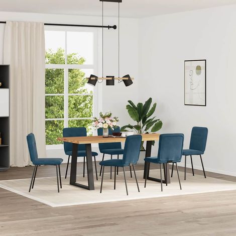 Esszimmerstühle 6 Stk. Blau Samt