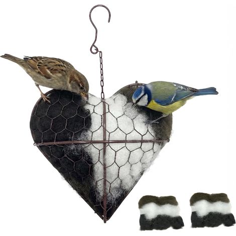Handmade Fiber Bird Nesting Heart, Support de Nids d'oiseaux, Coeur De Nidification d'oiseaux en Fibre Fait à La Main, Matériau Rechargeable, Abri d'hiver, pour Jardin, Cour Et Amoureux des Oiseaux (1/5)