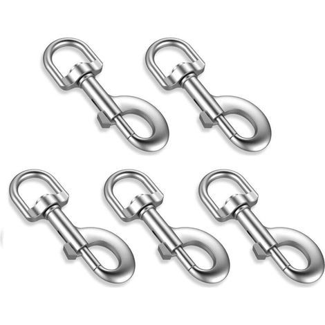 5-Piece Carabiner Set - Swivel Hooks for Dog Collars - Solid Zinc Alloy Multifunctional Carabiners - Camping, Hiking, Fishing (1/5)