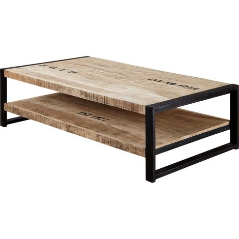 Couchtisch Mango 140x80x40 natur bedruckt FACTORY 126