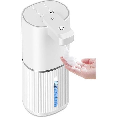 Distributeur de savon automatique sans contact 380 ml, rechargeable par USB, capteur infrarouge, mains libres, pour la cuisine et la salle de bain.