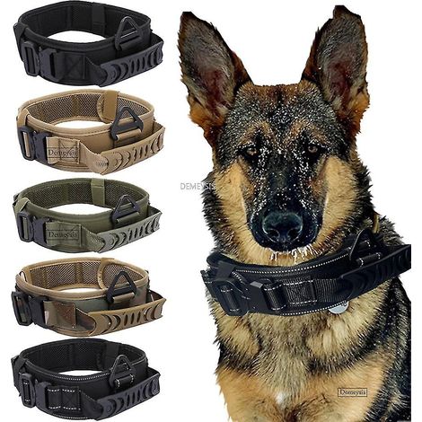 Taktisches Nylon-Hundehalsband im Militärstil für große Hunderassen, ideal für das Training von Deutschen Schäferhunden – Beige