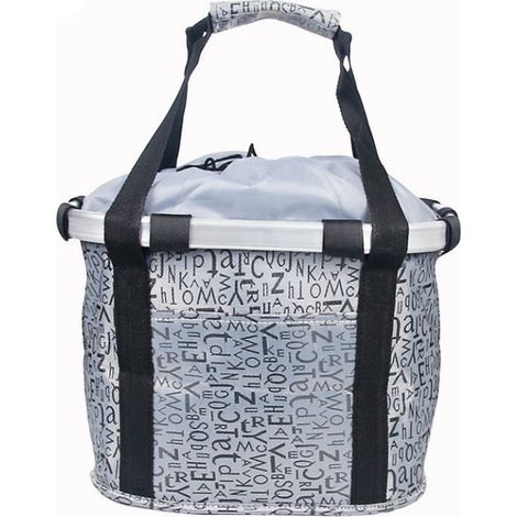 Panier de vélo pliable amovible en toile pour guidon, pique-nique, shopping, animaux, lettres grises – DELKEVIC (1/4)