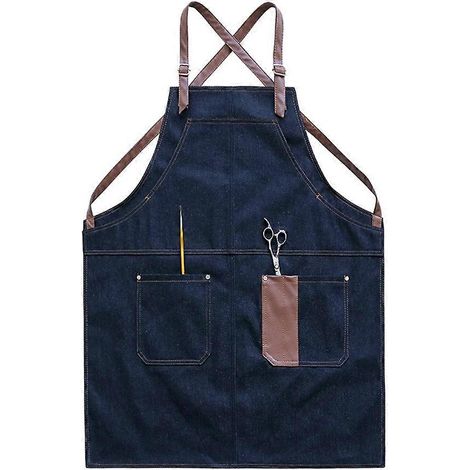 Tragbare Kochschürze aus Canvas für Damen und Herren mit verstellbaren, gekreuzten Trägern und großen Taschen