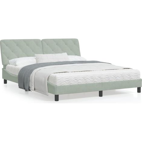 Cadre de lit avec tête de lit Gris clair 160x200 Velours (1/5)