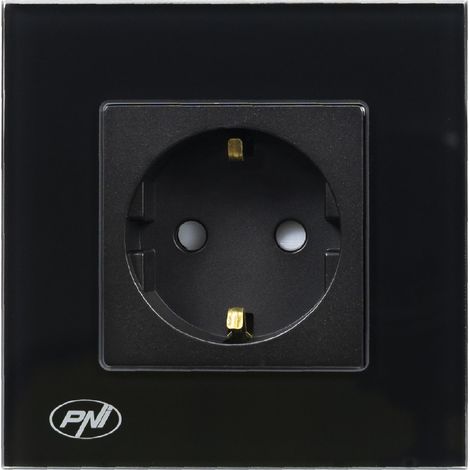 PNI WP101B scatola singola da incasso con telaio in vetro, colore nero (1/5)