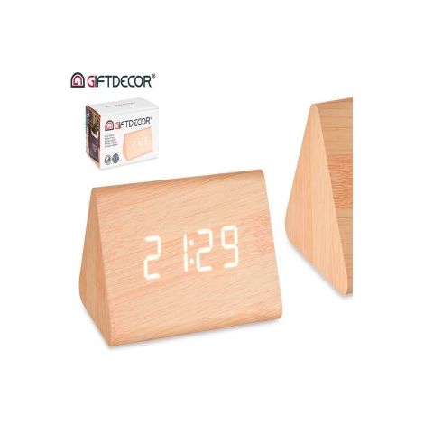 Orologio Digitale da Tavolo Marrone PVC Legno MDF (11,7 x 7,5 x 8 cm) (1/4)