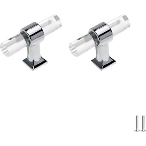 Set di 2 maniglie in acrilico trasparente per cassetti da cucina, ante, armadi, mobili, comò, colore argento, foro singolo