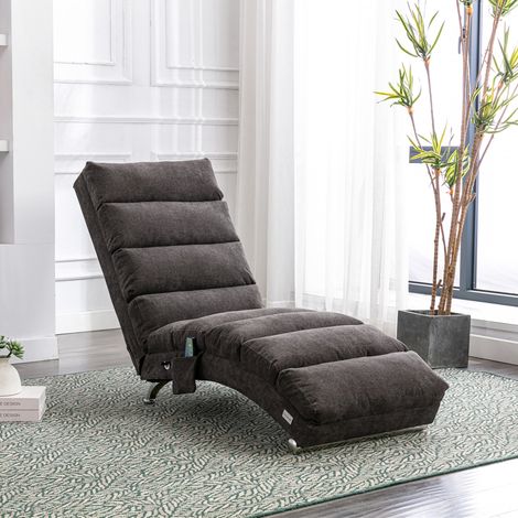 Chaise longue fixe 148 x 55 x 84 cm, vibration douce, gris foncé DESVIAE (1/5)