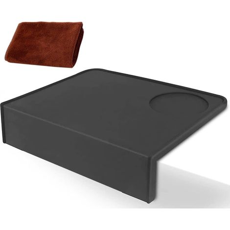 Tapis de tamponnage à expresso, en silicone noir, de qualité alimentaire, 20 x 15 cm, station de tampon, accessoire pour expresso, étanche et résistant à la chaleur (noir) (1/5)