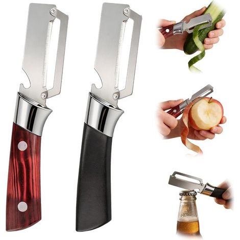 Pelapatate 2 in 1 Dailygoods, in acciaio inossidabile, apribottiglie, resistente, lavabile in lavastoviglie, con lama affilata con precisione e coltello da cucina. (1/5)