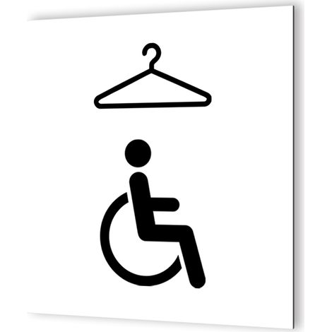 Pictogramme Vestiaires PMR - Plaque signalétique Dibond blanc - Pictogramme noir - 20x20 cm, épaisseur 3 mm, fixation multiple (1/5)