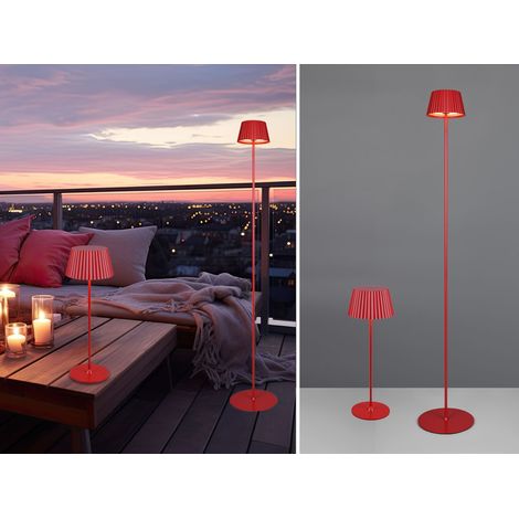SET: Kleine Akku Stehlampe 123cm & Tischlampe 39cm für Outdoor kabellos Rot