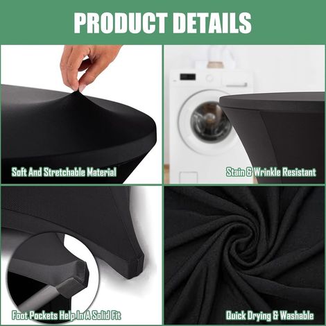 Lot de 2 nappes rondes hautes, diamètre 80-85 cm, extensibles, pour restaurants, bars, cocktails, tables de banquet (80 x 110 cm), vertes (1/4)