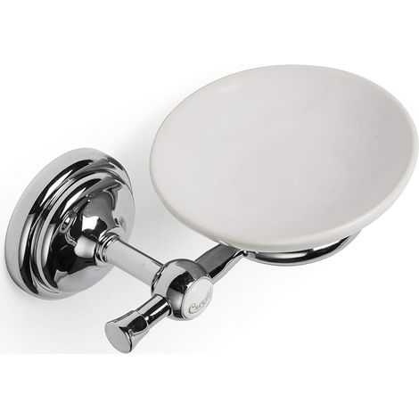 Croydex Flexi-Fix White Soap Dish with Chrome Mount, Bathroom Accessories - 1919 (1/5)