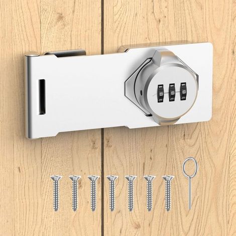 Pack Hasp Security Hasp Lock with Password Hasp Password Door Latch Password Lock for Barn Door Garage Garden - Chrome/4.5 Inch