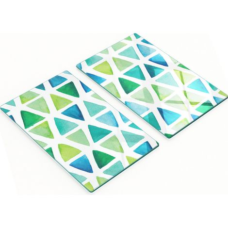 Tablas de cortar y servir decorativas de vidrio con dise帽o triangular, 2x30x52 cm.