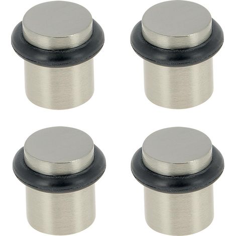 4er Set anschraubbare Türstopper aus silbernem Edelstahl, ⌀2 x H.2,5 cm