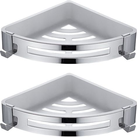 Triangle,2 Pièces Etagère De Douche D'Angle, Serviteur De Douche Sans Percage, Antirouille Pour Panier Rangement Douche Accessoire Salle De Bain Porte Savon Shampooing (1/4)