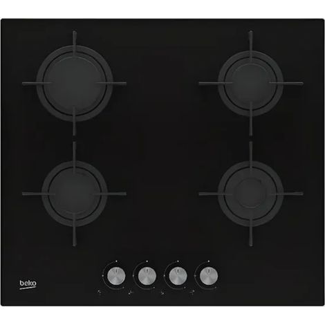 Beko – Plaque de cuisson intégrée 4 foyers gaz – Surface en verre émaillé – Allumage électronique – Système de sécurité coupant le gaz