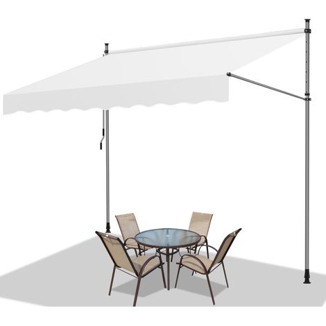 SWANEW Tenda a bracci manuale Tenda retrattile senza foratura 300x120cm Crema (1/5)