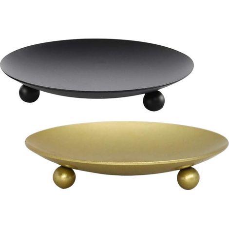 Support Pour Bougie - Plateau En Fonte - Pour Décoration Intérieure Et Table - 2 Pièces (1/5)