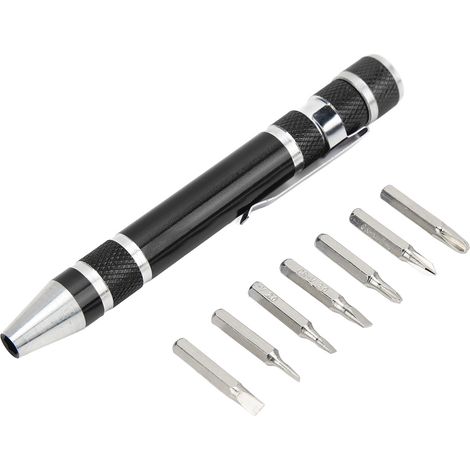 8-in-1-Taschenschraubendreher, Mini-Magnet-Stiftschraubendreher, Multifunktionswerkzeug für kleine Schrauben, Schwarz (1/5)