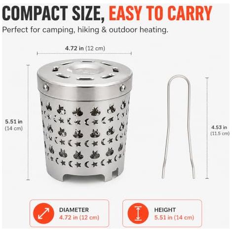 Mini Chauffage de Camping pour Réchaud Gaz par Radiateur Inox Outdoor Accessoire de chauffage extérieur de jardin (1/5)