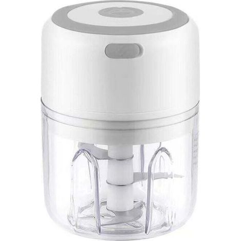 Mini hachoir à ail électrique, hachoir à nourriture, mini robots culinaires, mélangeur de nourriture de cuisine portable sans fil avec chargement USB, presse-ail puissant et facile à nettoyer (250 ml)