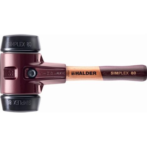 Maillet HALDER SIMPLEX Caoutchouc chargé avec boîtier en fonte malléable et manche en bois - D=80 mm - Manche extra-court - 3002.082