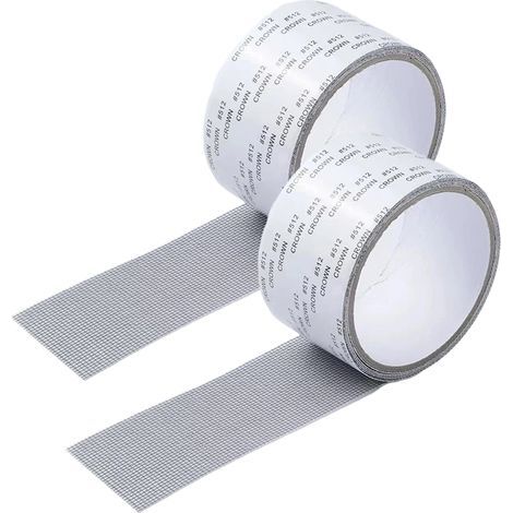 Ruban Reparation Moustiquaire - Fibre De Verre - 2 m x 5 cm - Gris - 2 Pièces (1/5)