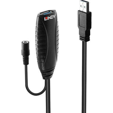 LINDY USB-Kabel  USB 3.2 Gen1 (USB 3.0 / USB 3.1 Gen1) USB-A Stecker, USB-A Buchse 10.00 m Schwarz
