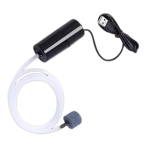 Pompe à air d'aquarium Mini USB, pompe à oxygène compacte avec pierre à air pour aquarium, idéale pour les aquariums d'eau douce et d'eau de mer, économe en énergie, silencieuse (1/5)